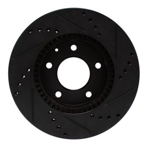 Mazda Millenia Brake Rotor (1) - Front Left - R1 Concepts - Drilled & Slotted - Black - `95-`06